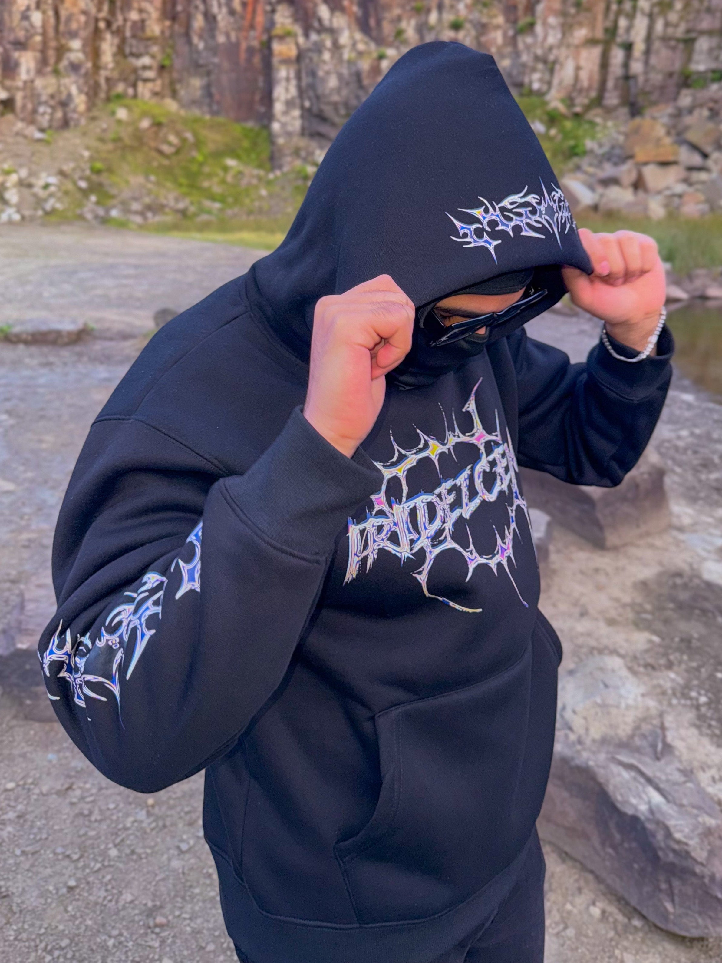 chrome tears oversized unisex hoodie