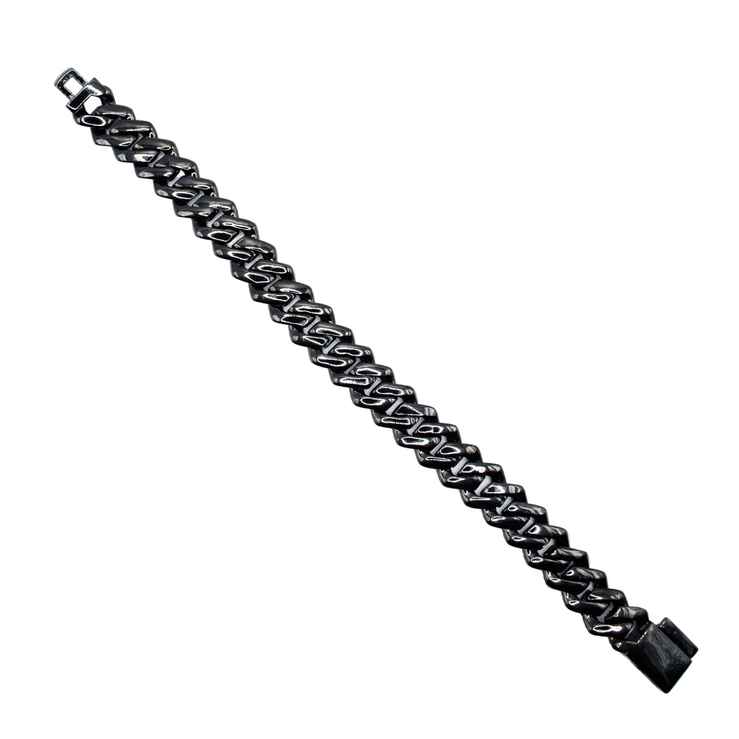 Iridezcent -  Chrome Tearz 13MM Black Cuban Bracelet