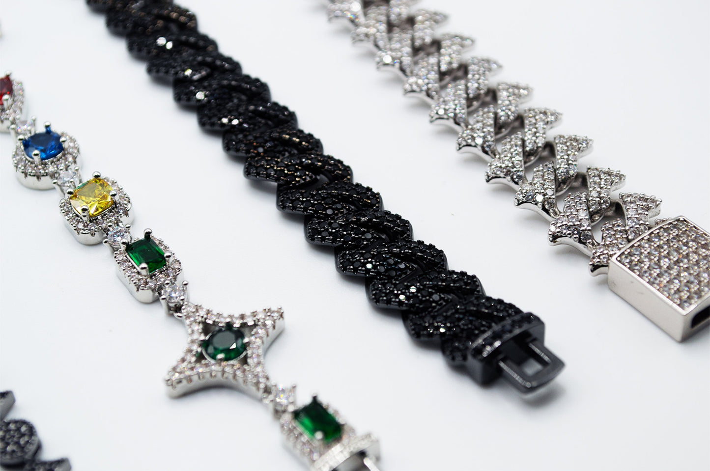 Iridezcent -  Chrome Tearz 13MM Black Cuban Bracelet